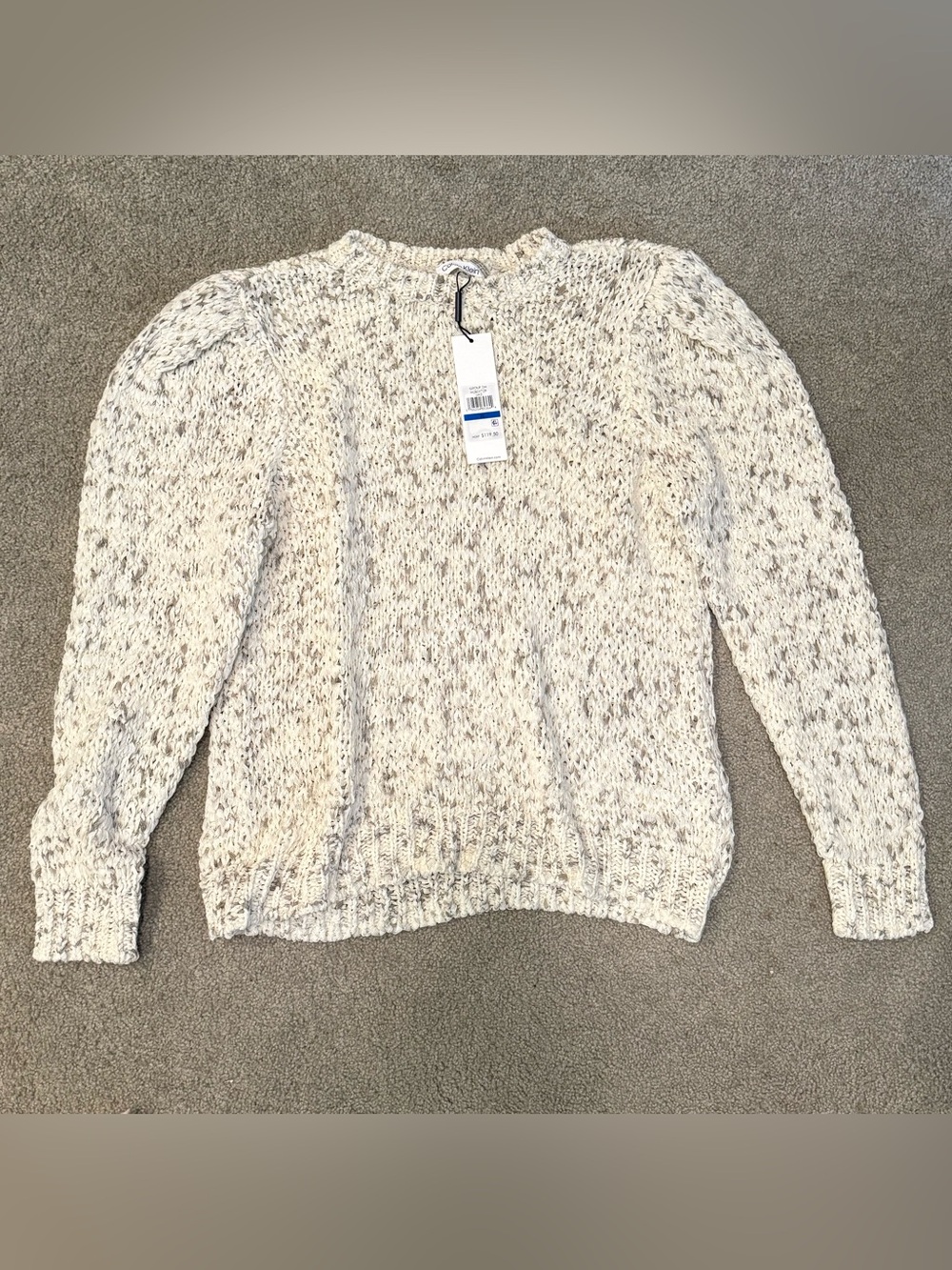 Calvin Klein Womens Size XL Cream Casual Crochet Sweater $119 NWT